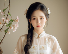 身穿半透明汉服的妙龄女孩